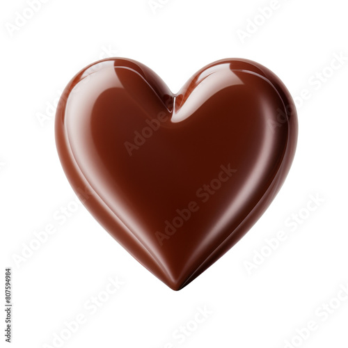 A chocolate heart isolated on white background.