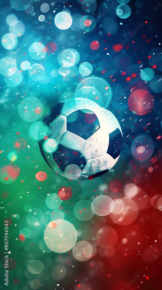 Fototapeta premium Dynamic presentation of a football match. AI generative.