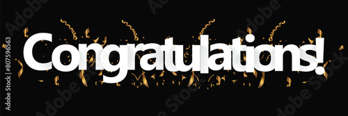 Congratulations paper banner with color confetti Vector illustration