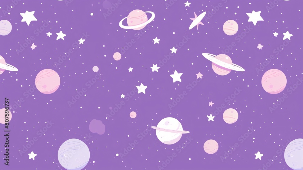 a purple background with planets and stars