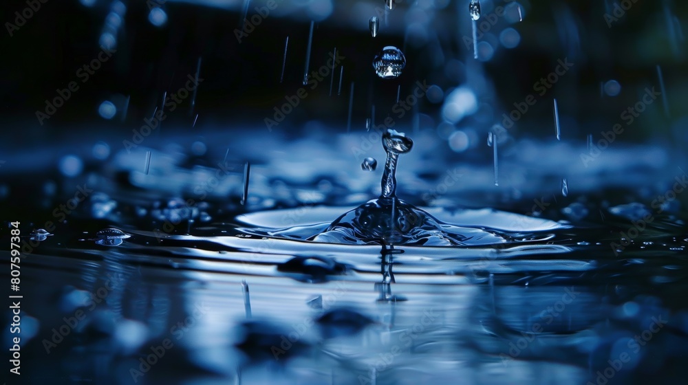 macro photography, drops of water falling on thin water surface, studio lighting macro photography, drops of water falling on thin water surface, studio lighting