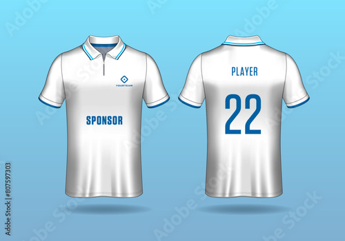 Professional White & Sky Blue Jersey Design | Fully Editable