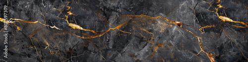 Rich charcoal  ash grey marble texture with golden veins for a sophisticated elegant stone look © Shayan