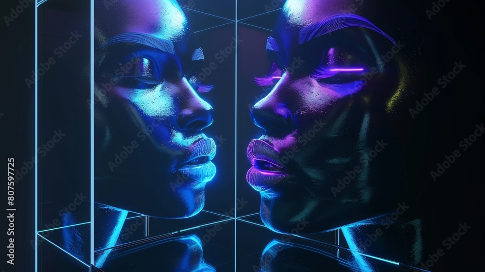 a woman's face in a mirror a woman's face in a mirror