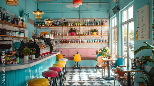 Interior of an ice cream shop in a cafe near beach