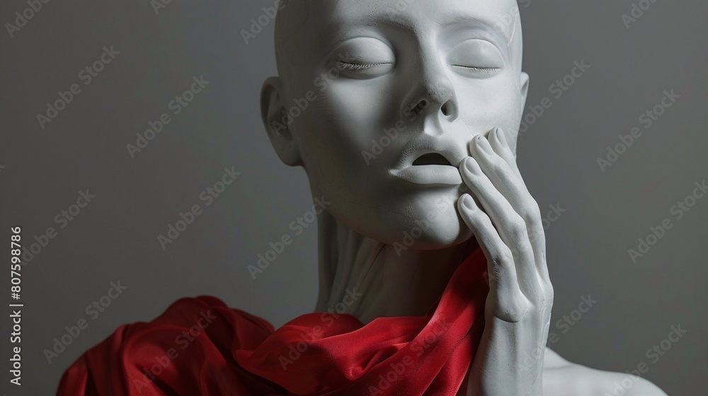 a statue of a woman with her hand on her face