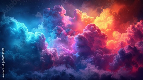  A group of clouds in the sky with a sky full of stars in the middle, surrounded by a few scattered clouds