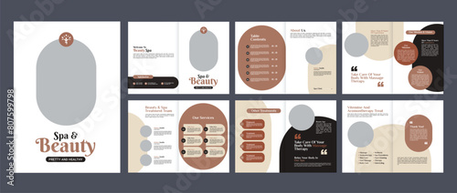 

spa and beauty saloon brochure design template, minimal beauty relax massage booklet brochure cover design 