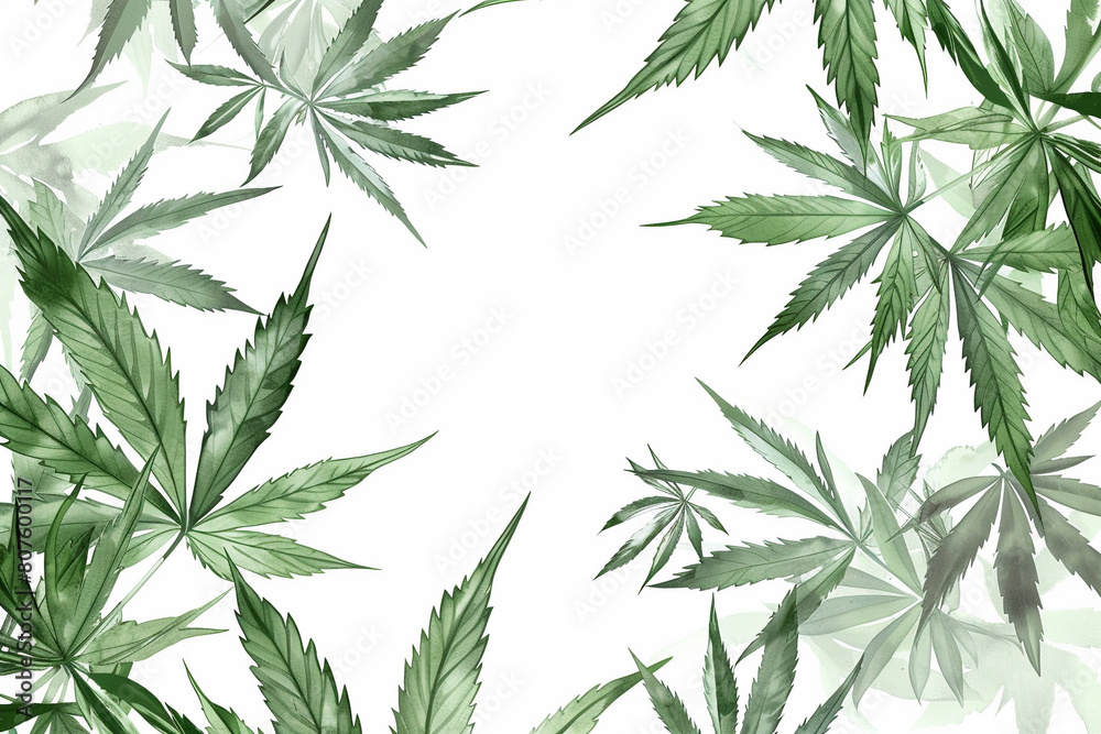 Cannabis and hemp on white background, Generative Ai