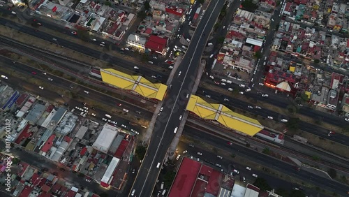 Avenida Central hyperlapse from drone, metro and neighborhoods in Ecatepec, CDMX, Mexico photo