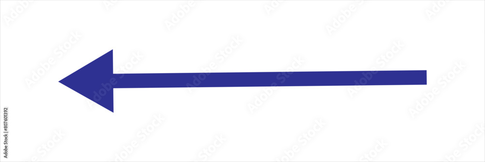 Straight long arrow, left thin line, blue cursor, horizontal element, thick pointer vector icon isolated on white background. Simple illustration Straight long arrow, left thin line, blue cursor, horizontal element, thick pointer vector icon isolated on white background. Simple illustration