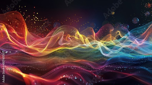 A visually captivating of colorful dynamic floating waves abstract background 