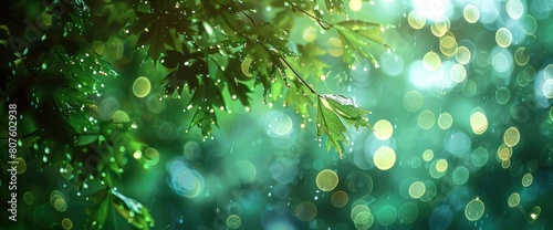 Blurry Green Background Of Bokeh Lights On A Rainy Day, Background HD For Designer 