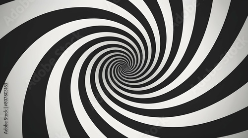 A black and white spiral pattern created with precise lines, forming a captivating optical illusion