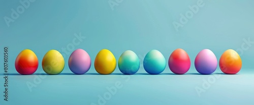 Celebrate The Joy Of Easter With Colorful Eggs Arranged Against A Blue Background  Evoking Feelings Of Excitement  Anticipation  And Festivity  Background HD For Designer 