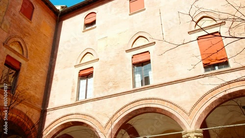 Revealing the Palazzo d'Accursio, also know as Palazzo Comunale in Bologna, Emilia-Romagna, Italy, housing administrative offices and an art collection photo