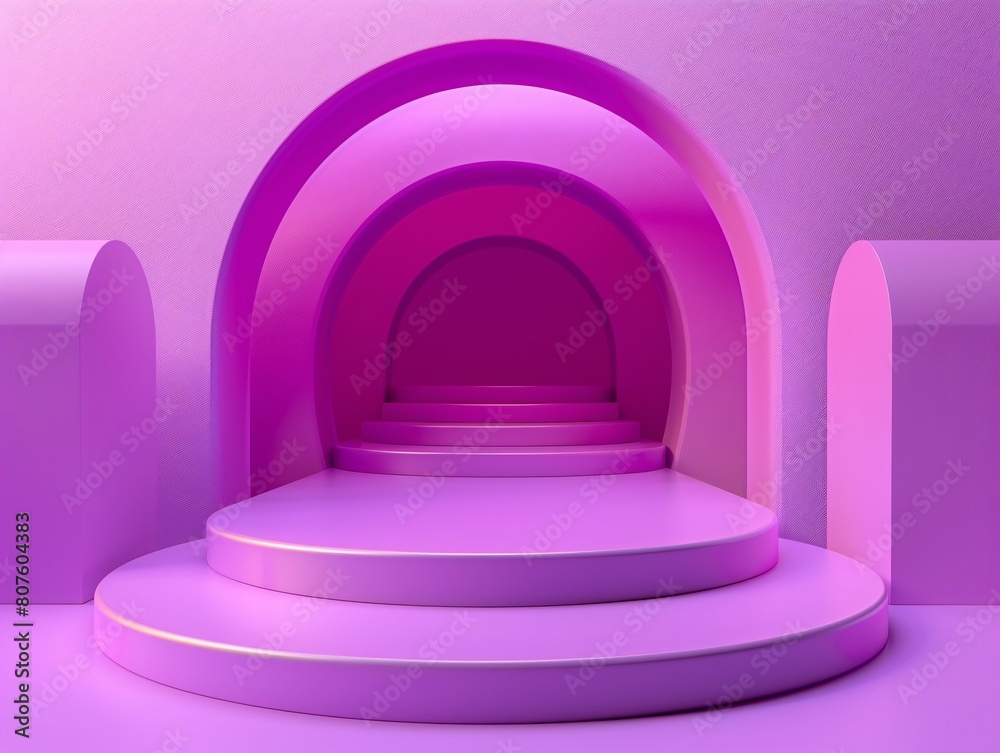 a pink round staircase with a round arch a pink round staircase with a round arch