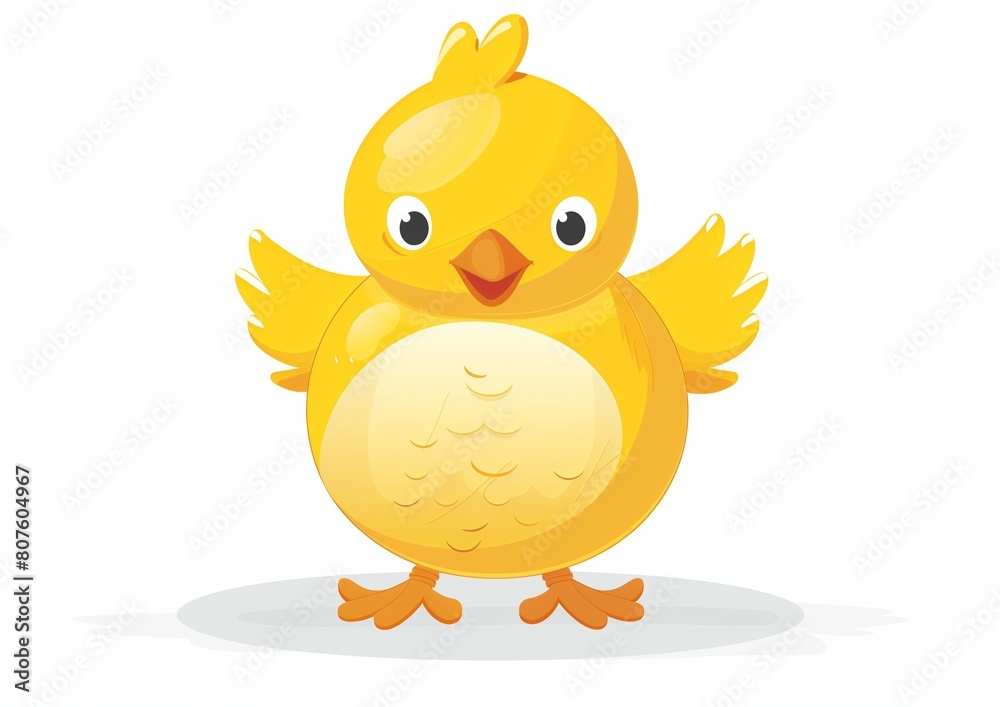 Cute Cartoon Yellow Chick Standing with Open Wings Isolated Background Cute Cartoon Yellow Chick Standing with Open Wings Isolated Background