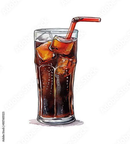 cola glasses watercolor digital painting good quality
