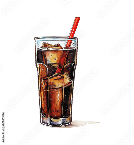 cola glasses watercolor digital painting good quality