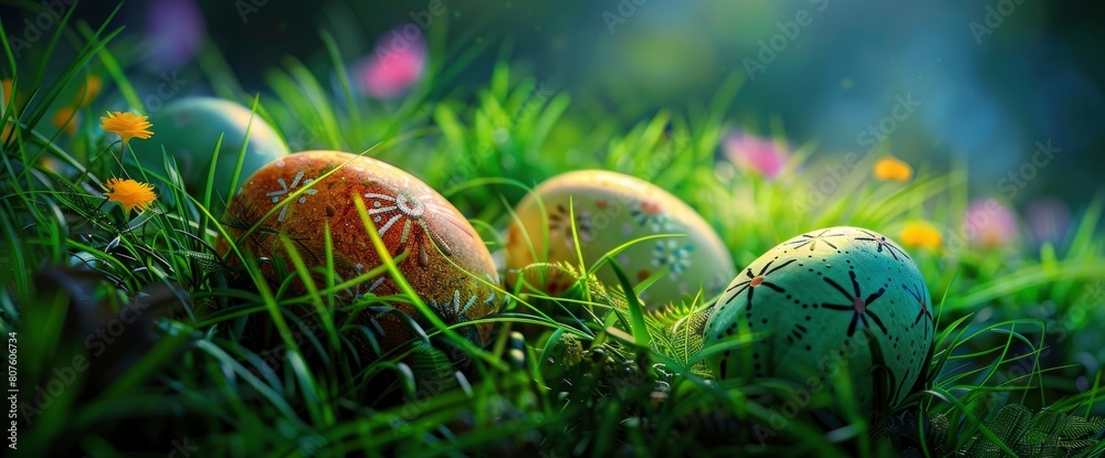 Delight In The Whimsical Charm Of Easter Eggs Nestled In The Lush Green Grass, Background HD For Designer Delight In The Whimsical Charm Of Easter Eggs Nestled In The Lush Green Grass, Background HD For Designer