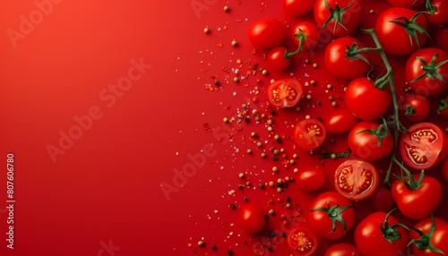 tomato and red sauce, free space, boarder, text caption shot, free space advertising mockup © Klnpherch