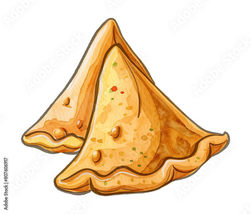 samosa watercolor digital painting good quality