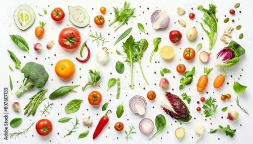 collage of healthy vegetables on a white background