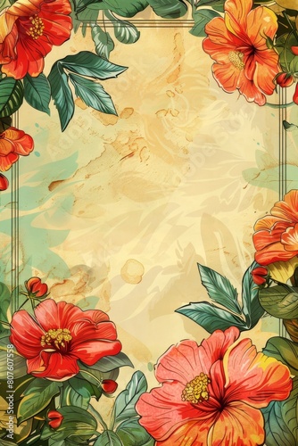 Floral Background With Frame for Photo
