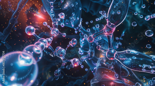 A dream-like visualization of uric acid molecules dancing in a cosmic ballet photo