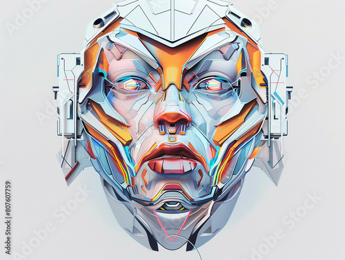 Create a portrait of a face with exaggerated features and abstract shapes