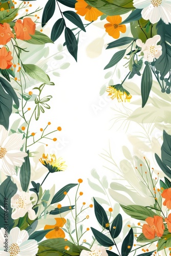 Orange and White Floral Background