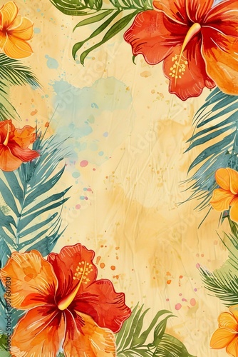 Floral Background With Orange and Yellow Flowers