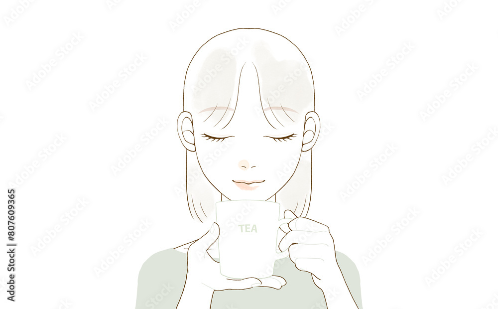 紅茶を飲んでる女性(ティータイム) 紅茶を飲んでる女性(ティータイム)