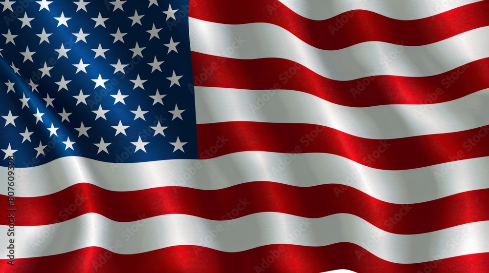 The American flag waves prominently in the wind The American flag waves prominently in the wind