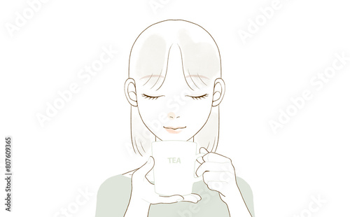 紅茶を飲んでる女性（ティータイム）