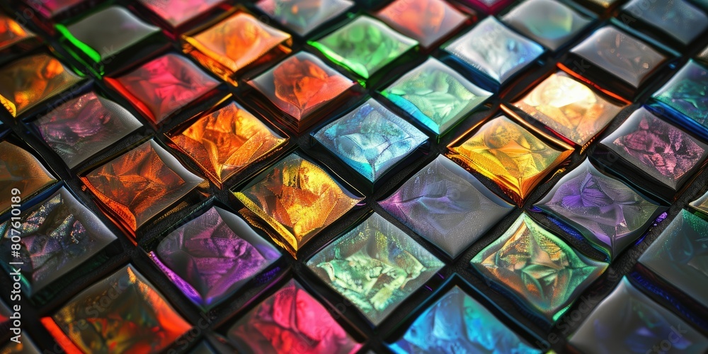 an image showcasing a mesmerizing mosaic of multicolored tiles, each reflecting light in a hyper-realistic manner, evoking a sense of depth and texture an image showcasing a mesmerizing mosaic of multicolored tiles, each reflecting light in a hyper-realistic manner, evoking a sense of depth and texture