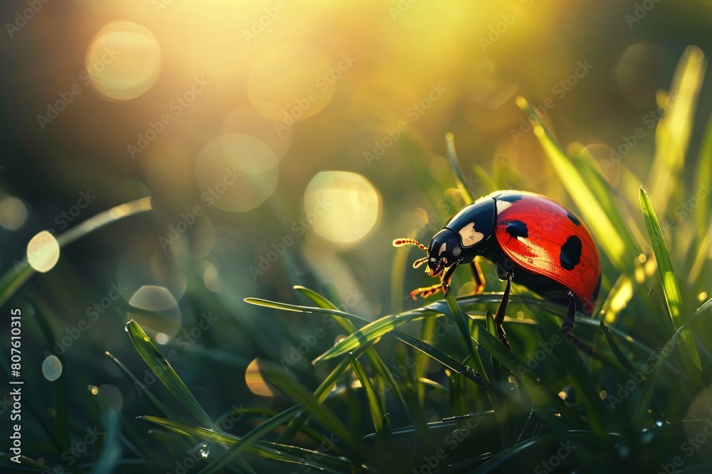 a ladybug on grass a ladybug on grass