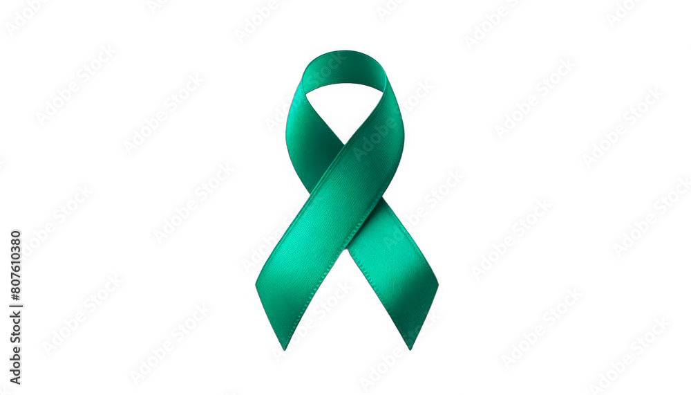 custom made wallpaper toronto digitalgreen ribbon on a white background, representing kidney cancer awareness, organ donation, and mental health support.