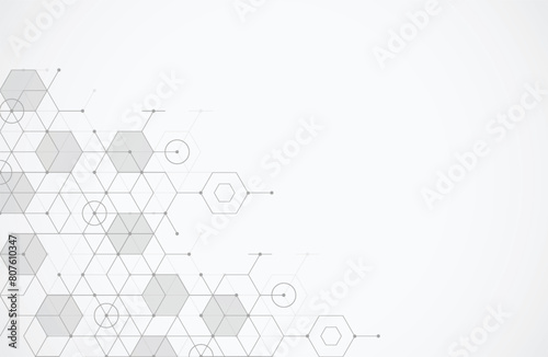 Molecule structure abstract tech background. Medical design. Science template, wallpaper or banner. Vector illustration