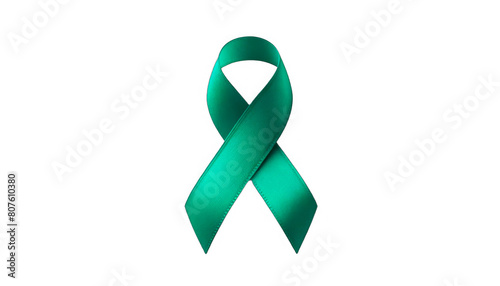 Wallpaper Mural green ribbon on a white background, representing kidney cancer awareness, organ donation, and mental health support. Torontodigital.ca