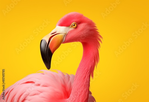 a close up of a pink flamingo