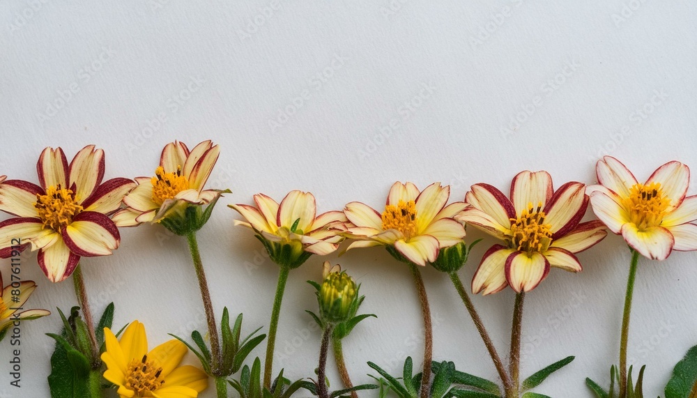 Obraz premium Floral Enclosure: Bidens Alba Flowers Set on Paper