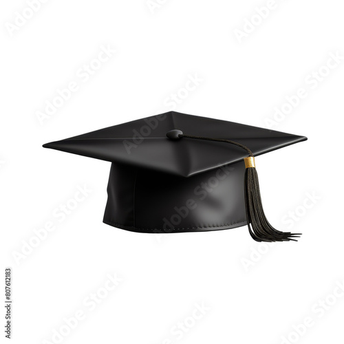 matte black graduation cap with tassel.