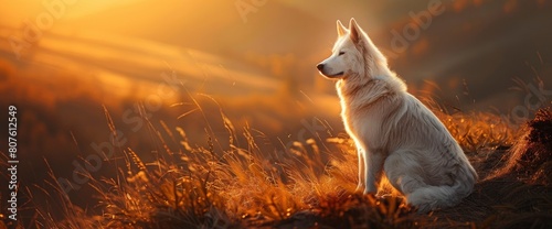 Experience The Serene Beauty Of A Majestic White Dog Perched Atop A Hill, Background HD For Designer 
