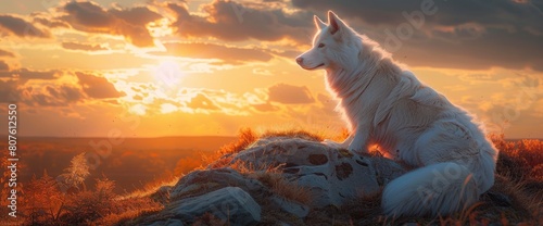 Experience The Serene Beauty Of A Majestic White Dog Perched Atop A Hill, Background HD For Designer 