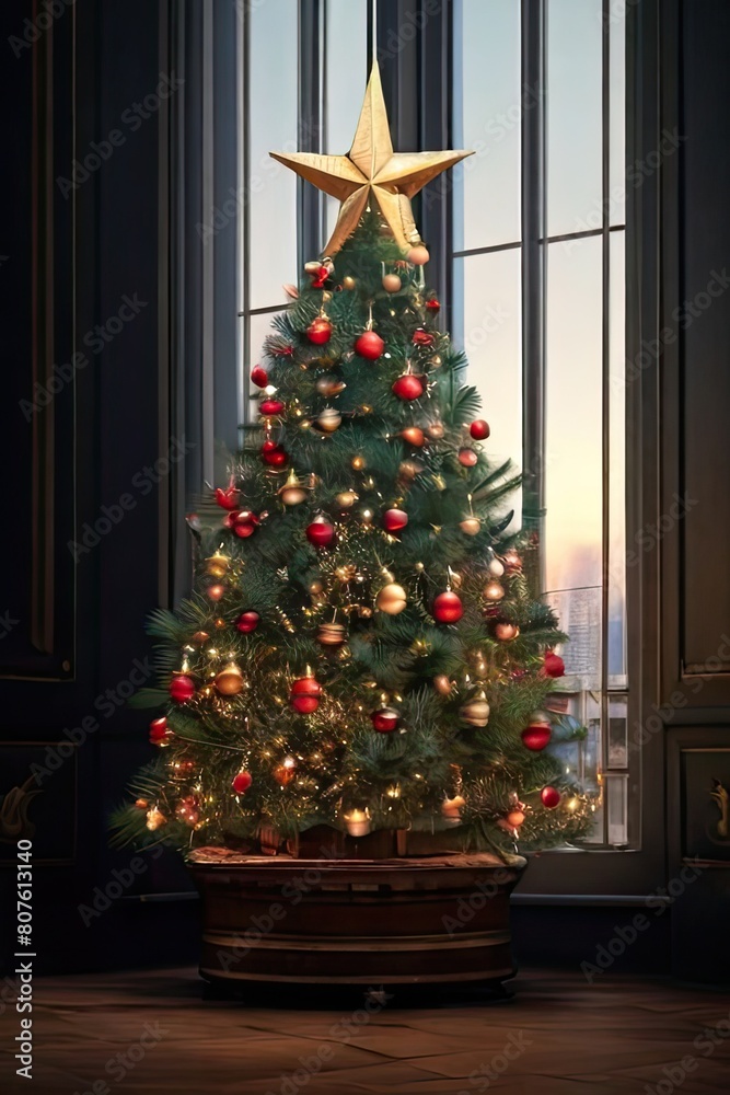 christmas tree decorated with a star