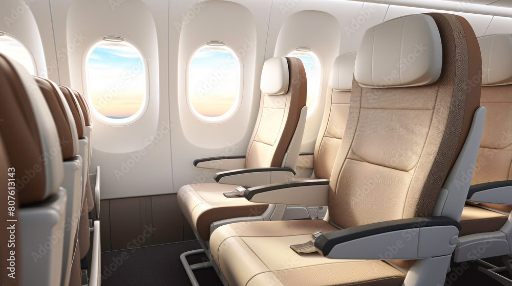 Fototapeta premium a row of seats in an airplane