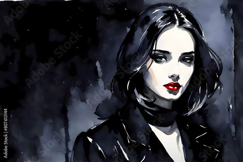 portrait of a girl in noir style.