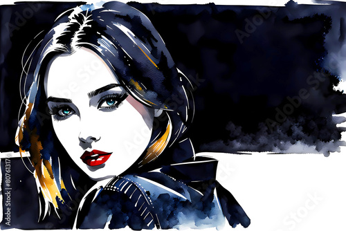 portrait of a girl in noir style.